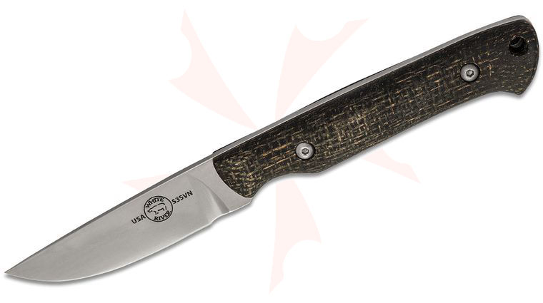 White River Knives Small Game Knife 2.625 inch S35VN Stonewashed Blade, Black Burlap Micarta Handles, Kydex Sheath
