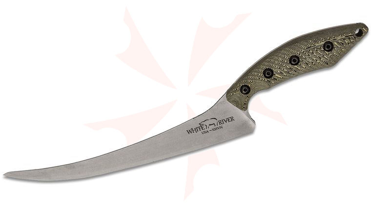 White River Knives Step-Up Fillet Knife 8.5 inch S35VN Stonewashed Blade, Maple & Black Richlite Handles, Kydex Sheath