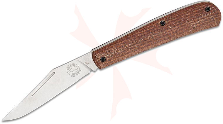 White River Knives Trailhead Trapper Slipjoint Folding Knife 3.375 inch S35VN Stonewashed Clip Point Blade, Natural Burlap Micarta Handles