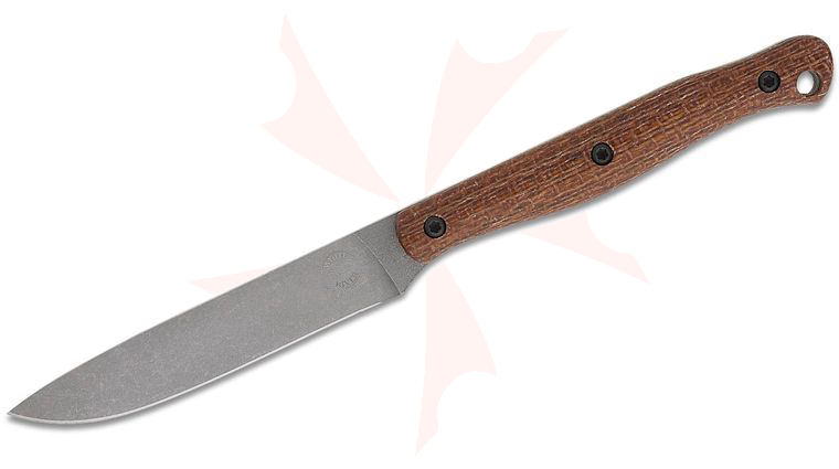 White River Knives Exodus 4 Fixed Blade Knife 3.88 inch MagnaCut Stonewashed Drop Point Blade, Natural Burlap Micarta Handles, Kydex Sheath