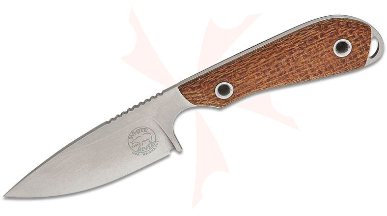 White River Knives M1 Caper Fixed Blade Knife 3 inch CPM-MagnaCut Stonewashed Drop Point Blade, Natural Burlap Micarta Handles, Kydex Sheath
