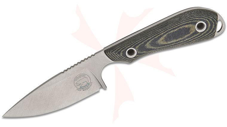 White River Knives M1 Caper Fixed Blade Knife 3 inch CPM-MagnaCut Stonewashed Drop Point Blade, Black and OD Green Linen Micarta Handles, Kydex Sheath