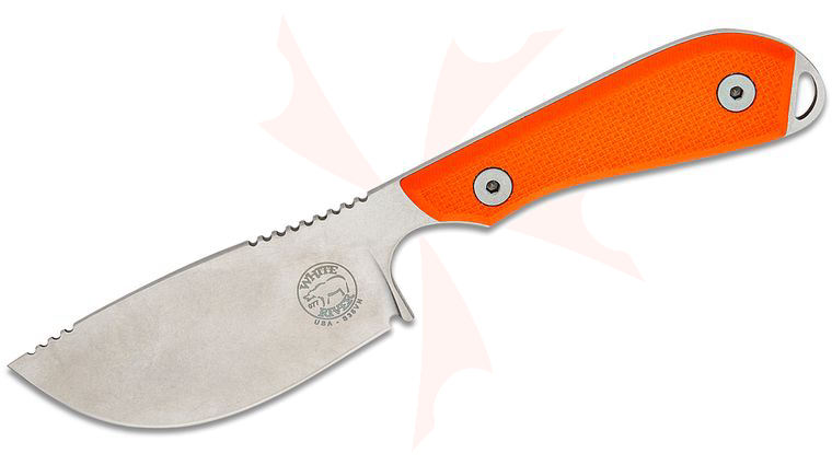 White River Knives M1 Skinner Fixed Blade Knife 3 inch CPM-S35VN Stonewashed Skinner Blade, Textured Orange G10 Handles, Kydex Sheath