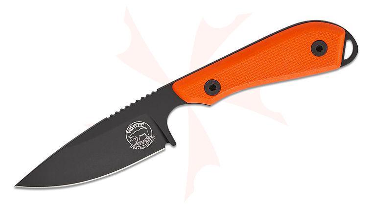 White River Knives M1 Pro Backpacker Fixed Blade Knife 3 inch CPM-MagnaCut Black Ionbond PVD Drop Point Blade, Textured Orange G10 Handles, Kydex Sheath