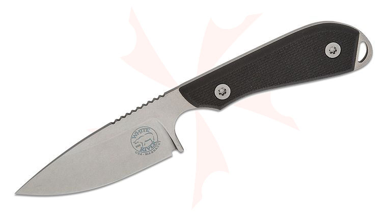 White River Knives M1 Pro Backpacker Fixed Blade Knife 3 inch CPM-MagnaCut Stonewashed Drop Point Blade, Textured Black G10 Handles, Kydex Sheath