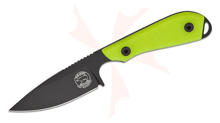 White River Knives M1 Pro Backpacker Fixed Blade Knife 3 inch CPM-MagnaCut Black Ionbond PVD Drop Point Blade, Textured HI-VIS G10 Handles, Kydex Sheath