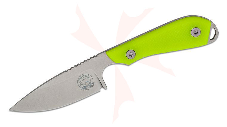 White River Knives M1 Pro Backpacker Fixed Blade Knife 3 inch CPM-MagnaCut Stonewashed Drop Point Blade, Textured HI-VIS G10 Handles, Kydex Sheath