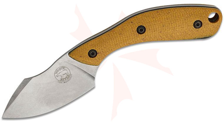 White River Knives Apex Fixed Blade Knife 2.88 inch CPM-MagnaCut Stonewashed Harpoon Drop Point Blade, Natural Canvas Micarta Handles with Black Liners, Kydex Sheath