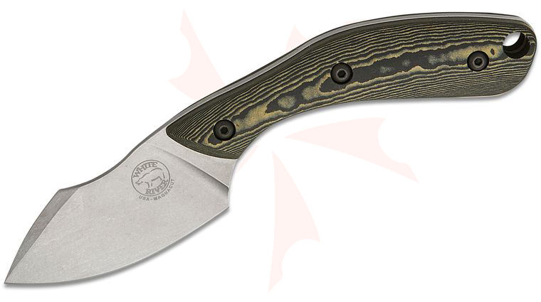 White River Knives Apex Fixed Blade Knife 2.88 inch CPM-MagnaCut Stonewashed Harpoon Drop Point Blade, Maple Brown/Black Richlite Handles, Kydex Sheath