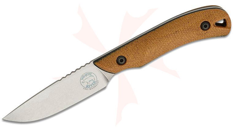 White River Knives Axiom Fixed Blade Knife 3 inch CPM-MagnaCut Stonewashed Drop Point Blade, Natural Canvas Micarta Handles with Black Liners, Kydex Sheath