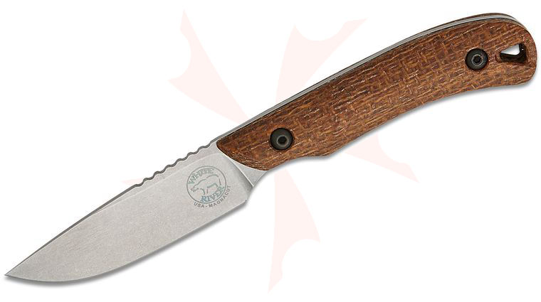 White River Knives Axiom Fixed Blade Knife 3 inch CPM-MagnaCut Stonewashed Drop Point Blade, Natural Burlap Micarta Handles, Kydex Sheath