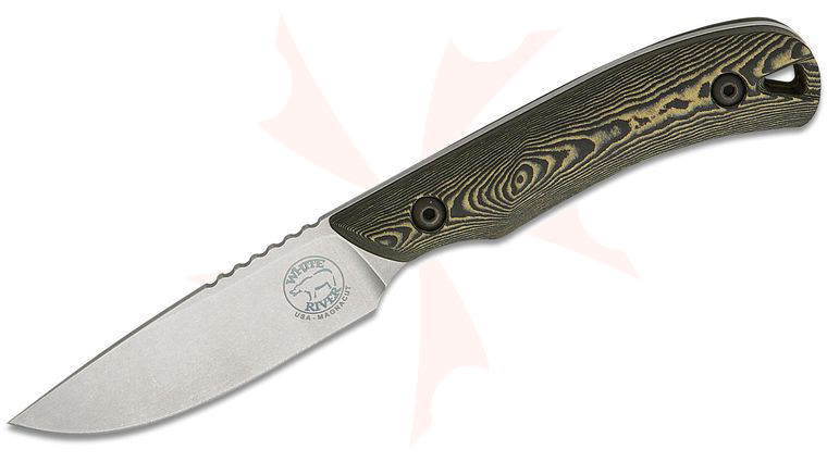 White River Knives Axiom Fixed Blade Knife 3 inch CPM-MagnaCut Stonewashed Drop Point Blade, Maple Brown/Black Richlite Handles, Kydex Sheath