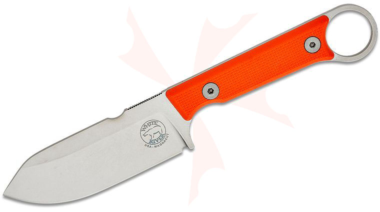 White River Knives Firecraft FC3.5 Pro Fixed Blade Knife 3.5 inch CPM-MagnaCut Stonewashed Drop Point Blade, Textured Orange G10 Handles, Black Kydex Sheath