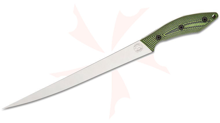 White River Knives Fillet Knife 10 inch S35VN Stonewashed Blade, Green and Black G10 Handles, Kydex Sheath