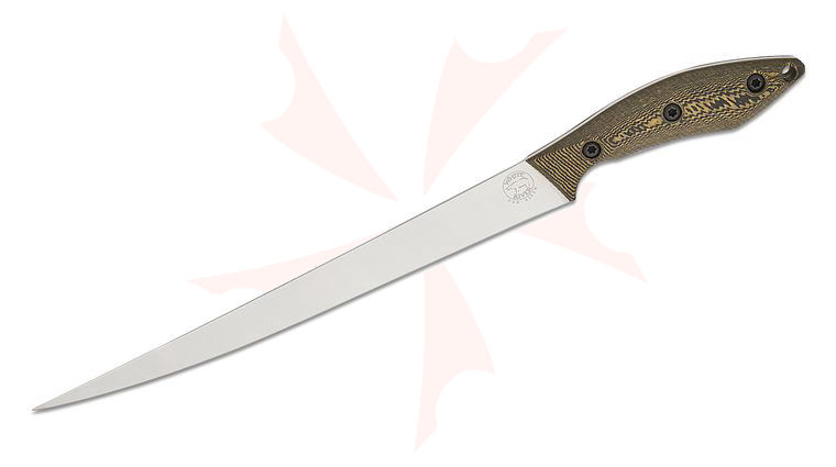 White River Knives Fillet Knife 10 inch S35VN Stonewashed Blade, Black and Maple Richlite Handles, Kydex Sheath