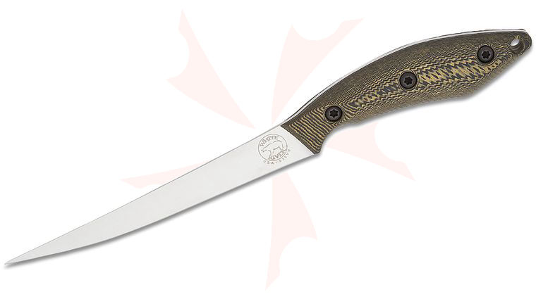 White River Knives Fillet Knife 6 inch S35VN Stonewashed Blade, Black and Maple Richlite Handles, Kydex Sheath