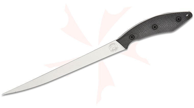 White River Knives Fillet Knife 8 inch S35VN Stonewashed Blade, Black G10 Handles, Kydex Sheath