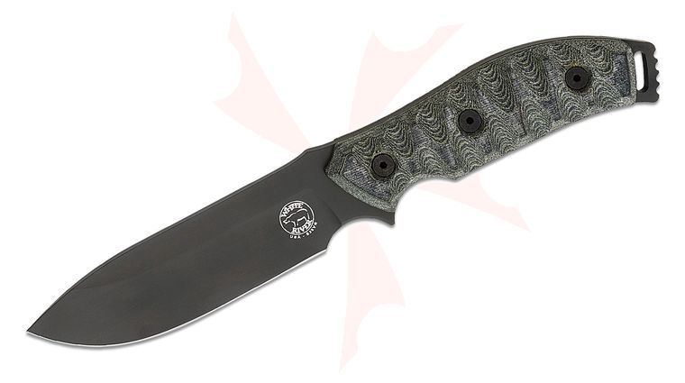 White River Knives Justin Gingrich GTI 4.5 inch S35VN Black Ionbond Blade, Black and OD Green Linen Micarta Handle, Kydex Sheath