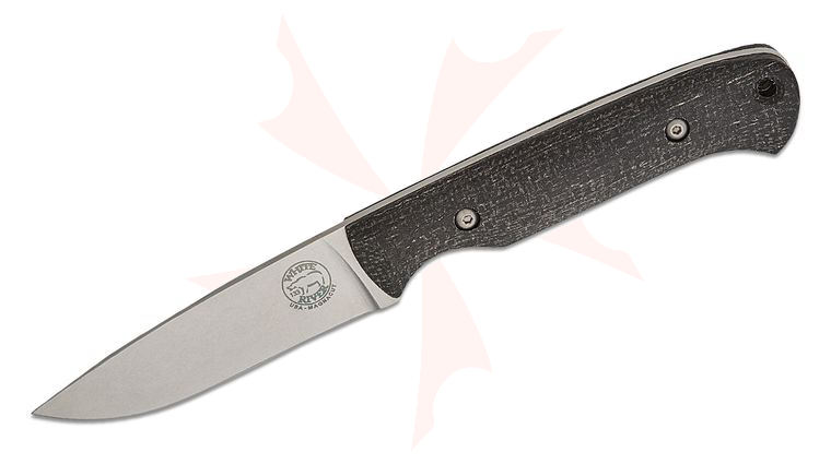 White River Knives Hunter Fixed Blade Knife 3.5 inch CPM-MagnaCut Stonewashed Drop Point Blade, Black Burlap Micarta Handles, Kydex Sheath