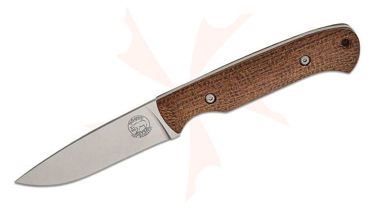 White River Knives Hunter Fixed Blade Knife 3.5 inch CPM-MagnaCut Stonewashed Drop Point Blade, Natural Burlap Micarta Handles, Kydex Sheath