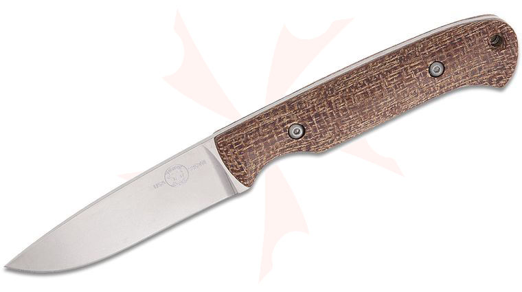 White River Knives Hunter Fixed Blade Knife 3.5 inch S35VN Stonewashed, Natural Burlap Micarta Handles, Kydex Sheath