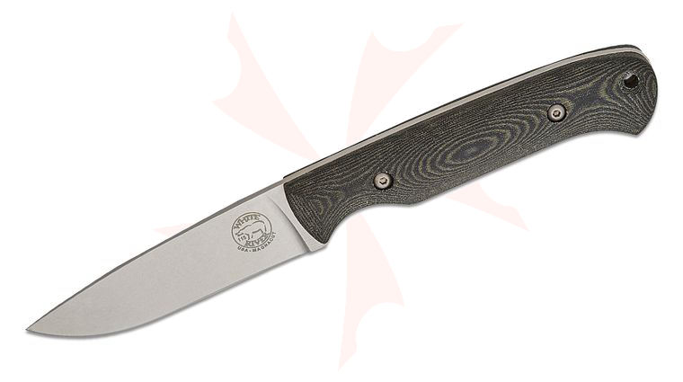 White River Knives Hunter Fixed Blade Knife 3.5 inch CPM-MagnaCut Stonewashed Drop Point Blade, Black and OD Green Linen Micarta Handles, Kydex Sheath