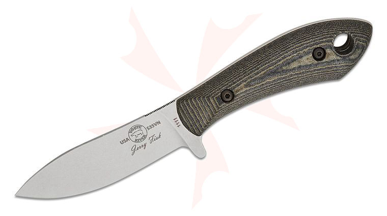 White River Knives Jerry Fisk Sendero Pack Knife 3.25 inch S35VN Stonewashed Blade, Black/OD Green Linen Micarta Handles, Kydex Sheath