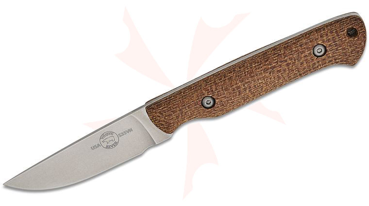White River Knives Small Game Knife 2.625 inch S35VN Stonewashed Blade, Natural Burlap Micarta Handles, Kydex Sheath