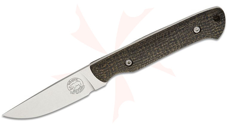 White River Knives Small Game Knife 2.625 inch CPM-MagnaCut Stonewashed Drop Point Blade, Black Burlap Micarta Handles, Kydex Sheath