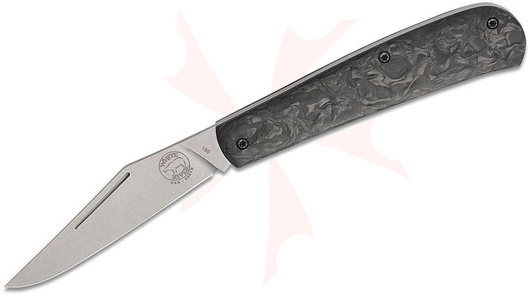 White River Knives Trailhead Trapper Slipjoint Folding Knife 3.375 inch S35VN Stonewashed Clip Point Blade, Carbon Fiber Burl Handles