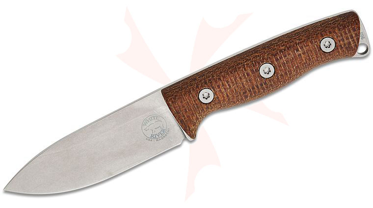 White River Knives Ursus Cub Fixed Blade Knife 3.5 inch CPM-MagnaCut Stonewashed Drop Point Blade, Natural Burlap Micarta Handles, Kydex Sheath