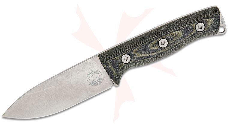 White River Knives Ursus Cub Fixed Blade Knife 3.5 inch CPM-MagnaCut Stonewashed Drop Point Blade, Black and OD Green Linen Micarta Handles, Kydex Sheath