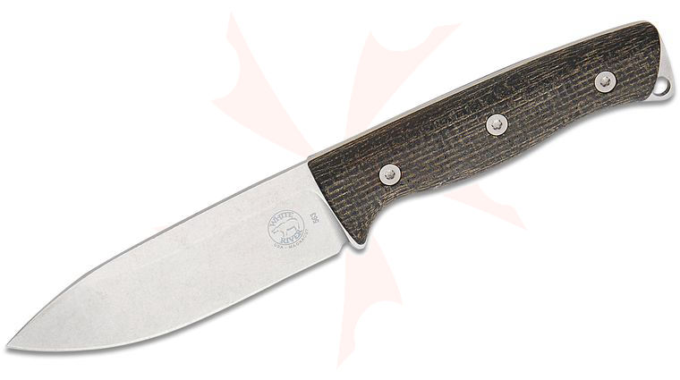 White River Knives Ursus 45 Fixed Blade Knife 4.5 inch CPM-MagnaCut Stonewashed Drop Point Blade, Black Burlap Micarta Handles, Kydex Sheath with Leather Dangler