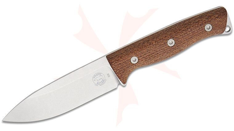 White River Knives Ursus 45 Fixed Blade Knife 4.5 inch CPM-MagnaCut Stonewashed Drop Point Blade, Natural Burlap Micarta Handles, Kydex Sheath with Leather Dangler