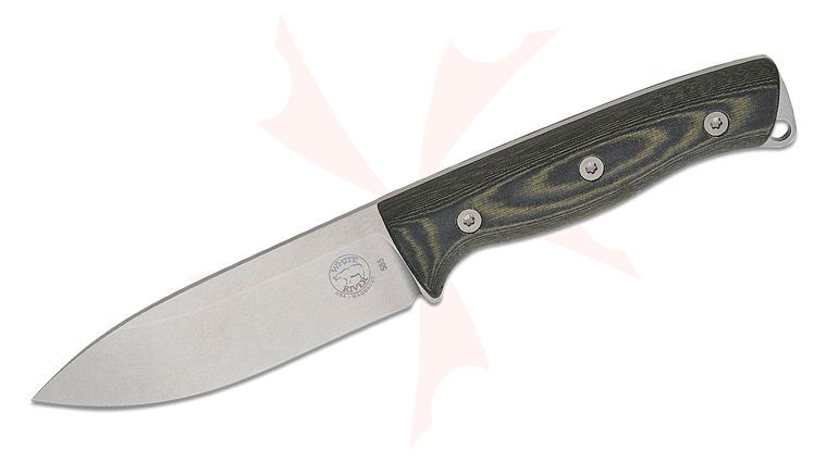 White River Knives Ursus 45 Fixed Blade Knife 4.5 inch CPM-MagnaCut Stonewashed Drop Point Blade, Black/OD Green Linen Micarta Handles, Kydex Sheath