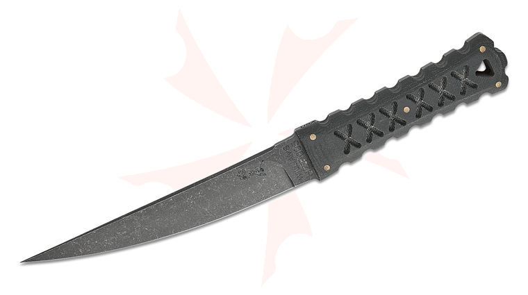 Williams Blade Design HZT 005 Hira Zukuri Tanto Fixed Blade Knife 6.5 inch 80CrV2 Black Oxide Blade, Black Canvas Micarta Handles, Kydex Sheath