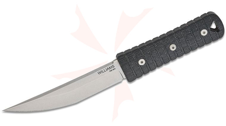 Williams Blade Design OZK 003 Osoraku Zukuri Kaiken Fixed Blade Knife 4.5 inch CPM-MagnaCut Stonewashed Blade, Black Canvas Micarta Handles, Kydex Sheath