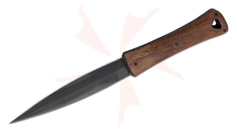 Williams Blade Design SMD 004 Special Mission Dagger Fixed Blade Knife 6 inch 80CrV2 Caswell Double Edge Dagger Blade, Walnut Wood Handles, Kydex Sheath