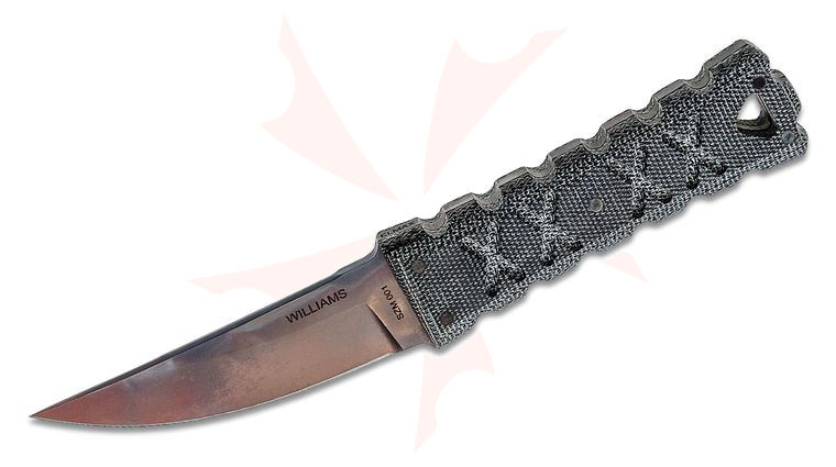 Williams Blade Design SZM 001 Shobu Zukuri Mini Kaiken Fixed Blade Knife 3.5 inch Elmax Apocalyptic Blade, Black Canvas Micarta Handles, Kydex Sheath