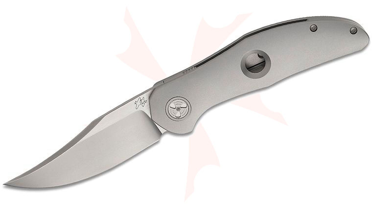 WingManEDC Kevin Foster Toro Mach 3 KickStop Flipper Knife 3.25 inch M390 Frosted Satin Bowie Blade, Bead Blasted Milled Titanium Handles