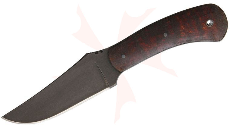 Winkler Knives Blue Ridge Hunter Knife Fixed Blade Knife 4.25 inch Caswell Black No-Glare Blade, Smooth Maple Handles, Kydex Sheath