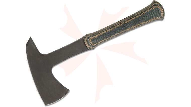Winkler Knives Twenty24 Combat Axe/Hatchet, 12.25 inch Overall, Black and Natural Burlap Micarta Handles, Kydex Sheath