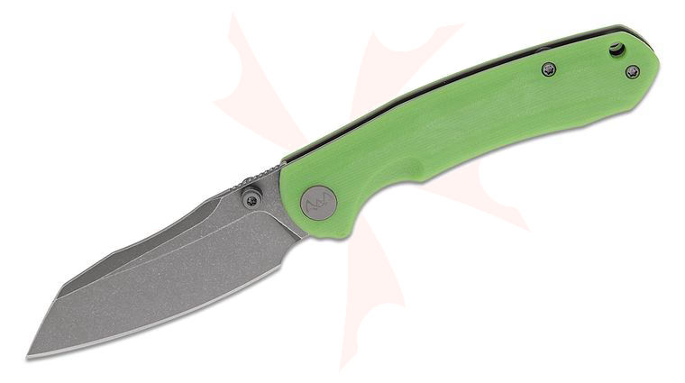 Wixco Axor Liner Lock Folding Knife 3.35 inch 14C28N Dark Stonewashed Reverse Tanto Blade, Green UV Luminous G10 Handles