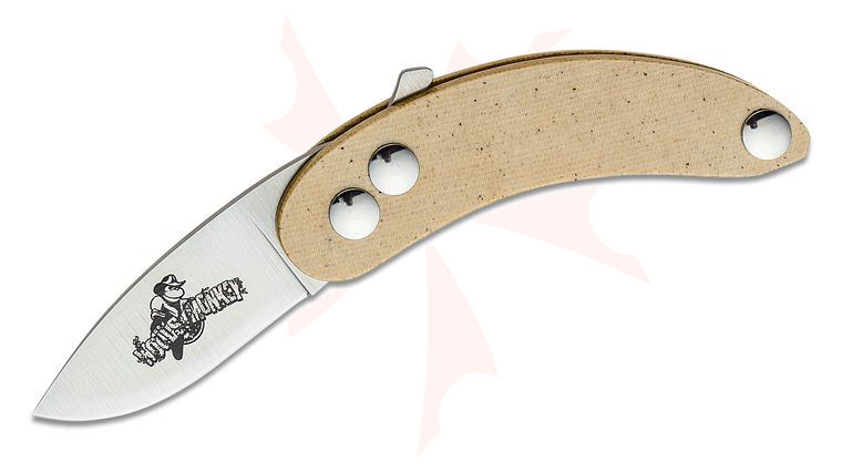 Woodsmonkey Banana Peel EDC Modular Friction Folding Knife 2.5” A2 Satin Drop Point, Snakeskin Micarta Handles by L.T. Wright