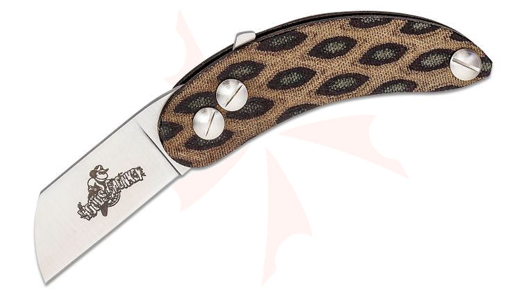 Woodsmonkey Banana Peel EDC Modular Friction Folding Knife 2.5” AEB-L Satin Sheepsfoot Blade, Python Canvas Micarta Handles by L.T. Wright