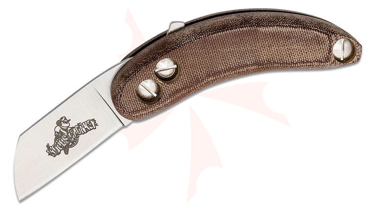 Woodsmonkey Banana Peel HD Modular Friction Folding Knife 2.5” AEB-L Satin Sheepsfoot Blade, Rustic Brown Canvas Micarta Handles by L.T. Wright