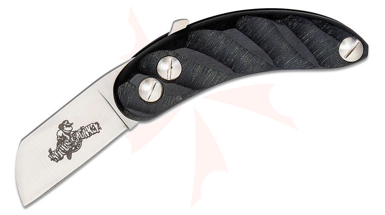 Woodsmonkey Banana Peel HD Modular Friction Folding Knife 2.5” AEB-L Satin Sheepsfoot Blade, Twisted Black Paper Micarta Handles by L.T. Wright