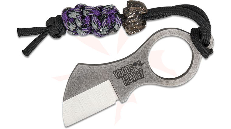Woodsmonkey by L.T. Wright Batwing Fixed Blade Neck Knife 1.38” CPM-MagnaCut Satin Sheepsfoot Blade and Etched Handle, Carbon Fiber Kydex Sheath