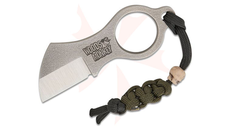 Woodsmonkey by L.T. Wright Batwing Fixed Blade Neck Knife 1.38” CPM-MagnaCut Satin Sheepsfoot Blade and Etched Handle, OD Green Kydex Sheath