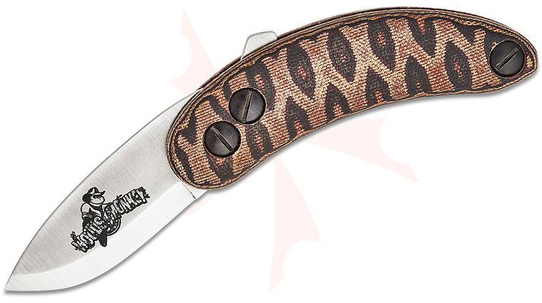 Woodsmonkey Banana Peel HD Modular Scandi Ground Friction Folding Knife 2.5” MagnaCut Satin Drop Point Blade, Python Canvas Micarta Handles by L.T. Wright